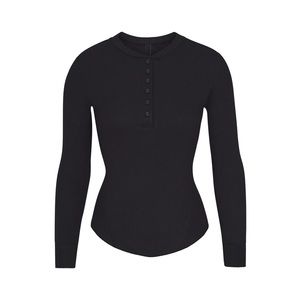 Skims cotton ribbed henley